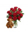 Twelve Premium Long Stemmed Roses with a Bear